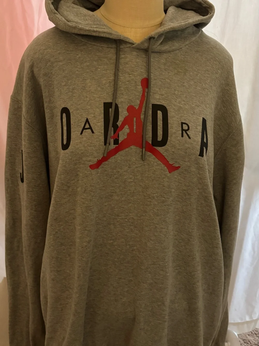 Jordan Men's Gray Pullover Hoodie with Red Jumpman Logo